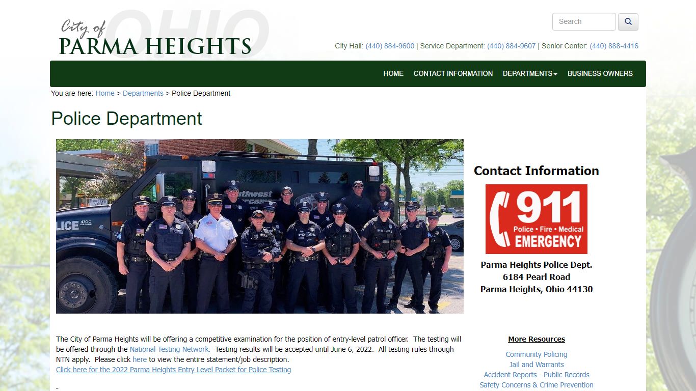 Police Department - City of Parma Heights, Ohio